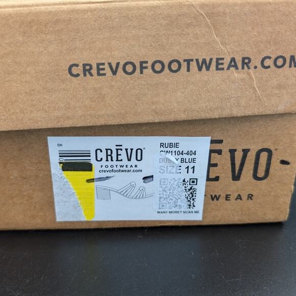 Crevo Sandals Womens 11 Dusty Blue Leather Chunky heel Slip on Shoes Boho Rubie - Picture 7 of 11